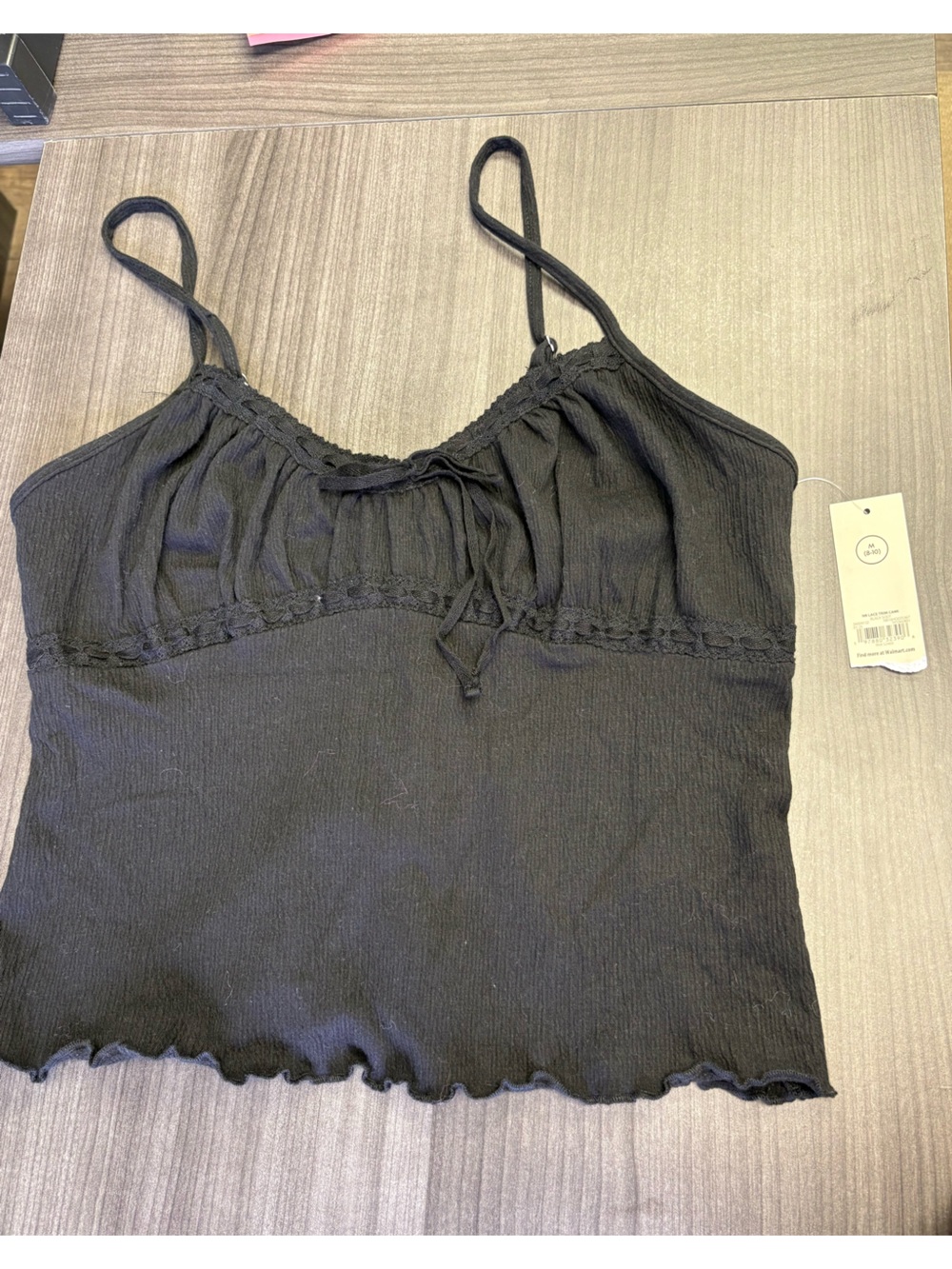 No Boundaries Black Crochet-Trim Camisole Tank